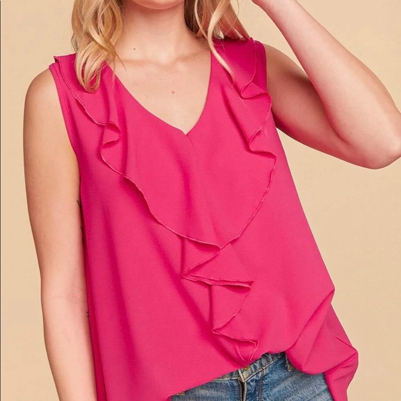 Holly Harper Haptics Tops - 🎉HOST PICK🎉 9/6/22 beautiful crepe fuschia v-neck sleeveless blouse